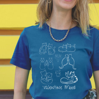 T-shirt Vintage Valentine Tattoo Cat Couple