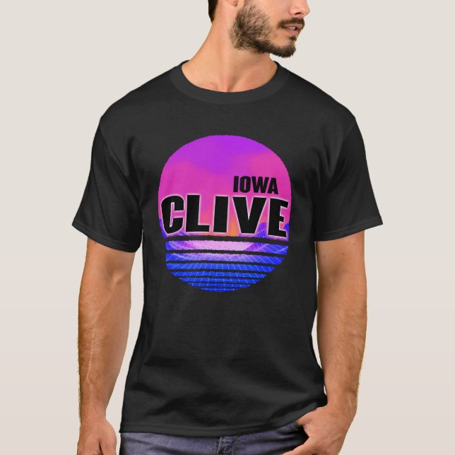 T-shirt Vintage Vaporwave Iowa (Devant)