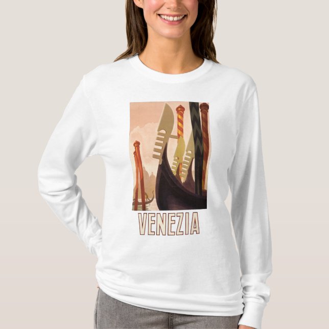 T-shirt Vintage Venice Italie Gondola Travel (Devant)