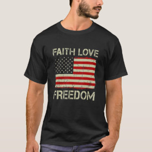 T-shirt Vintage Vieux Drapeau Foi Amour Liberté Chri