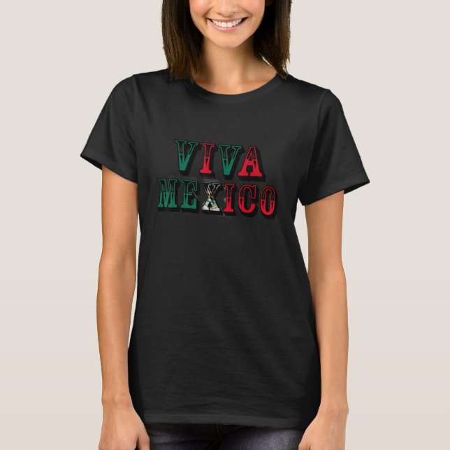 T-shirt Vintage Viva Mexico Mexican Flag (Devant)
