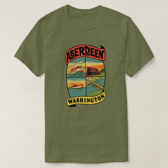 T-shirt Vintage voyage Aberdeen Washington (Design devant)