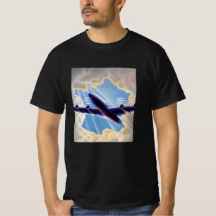 T-shirt Vintage voyage, avion volant dans les nuages dans 
