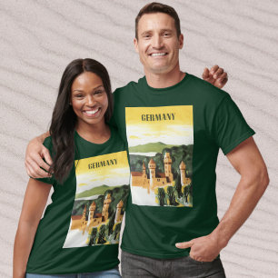 T-shirt Vintage voyage, Château allemand, Bavière Allemagn