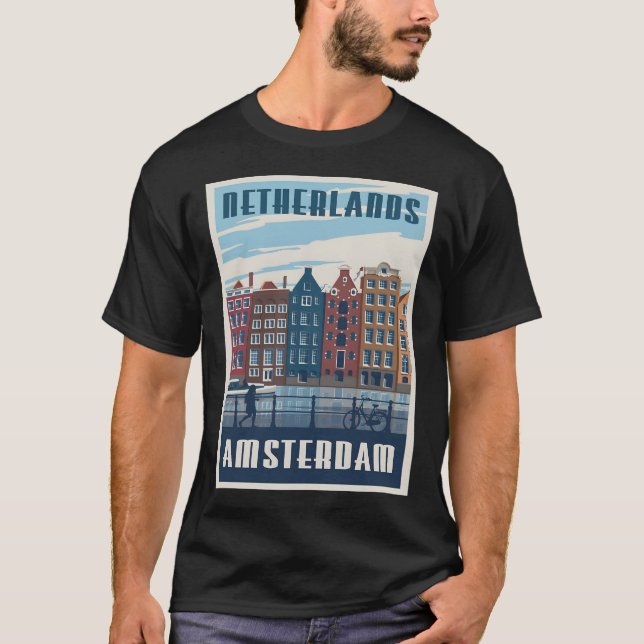 T-shirt Vintage voyage d'Amsterdam (Devant)