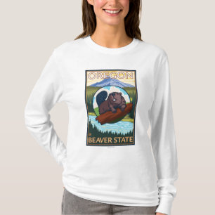 T-shirt Vintage voyage de scène de capot de castor et de