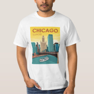 T-shirt Vintage voyage Skyline de Chicago River
