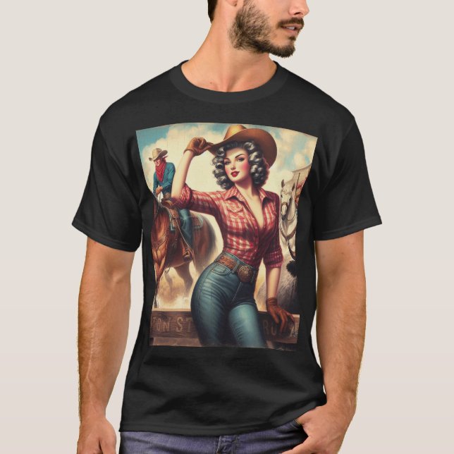 T-shirt Vintage Western Cowgirl (Devant)