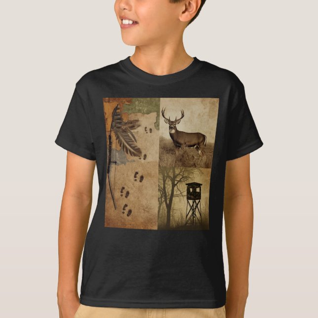T-shirt Vintage Whitetail Deer Bow Hunting (Devant)