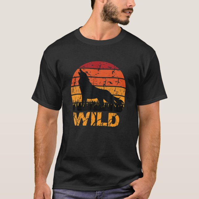 T-shirt Vintage Wild Wolf Wildlife Howling (Devant)