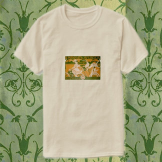 T-shirt Vintage Woman Cycling with Cupid Postcard
