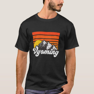T-shirt Vintage Wyoming Mountains Retro Randonnée Love Wyo