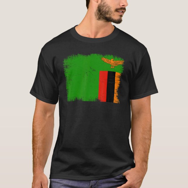 T-shirt Vintage Zambia Flag Zambian Independence Day (Devant)