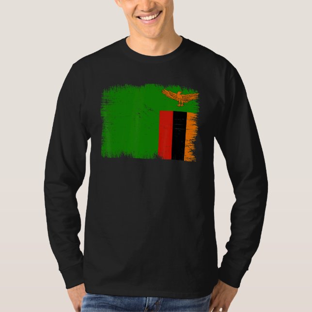 T-shirt Vintage Zambia Flag Zambian Independence Day (Devant)