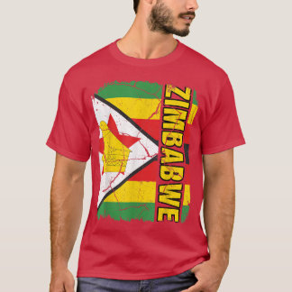 T-shirt Vintage Zimbabwean Flag Zimbabwe Pride Roots Herit