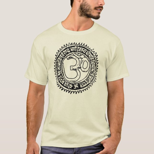 T-shirt Vintaged OM avec l'incantation de Gayatri (Devant)