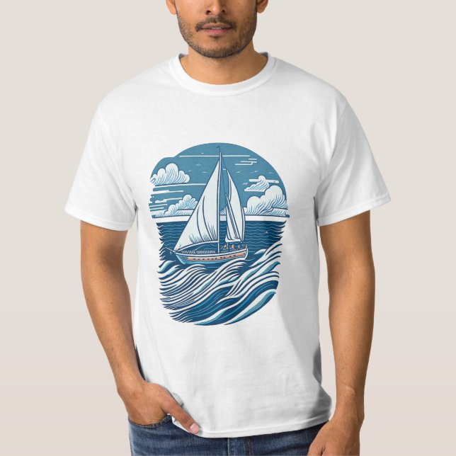 T-shirt vintaje design boat (Devant)