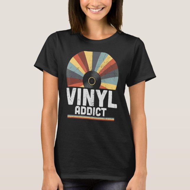 T-shirt Vinyl Addict Retro 60s les années 70 80s Musique (Devant)