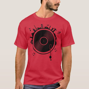 T-shirt Vinyl Globe DJ Tourne-disque Vintage