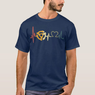T-shirt Vinyl Record Heartbeat Vintage Retro DJ Old
