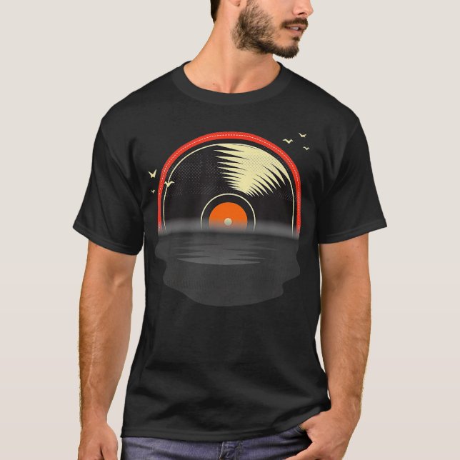 T-shirt Vinyl Record - Sunset Retro DJ Audio LP EP (Devant)