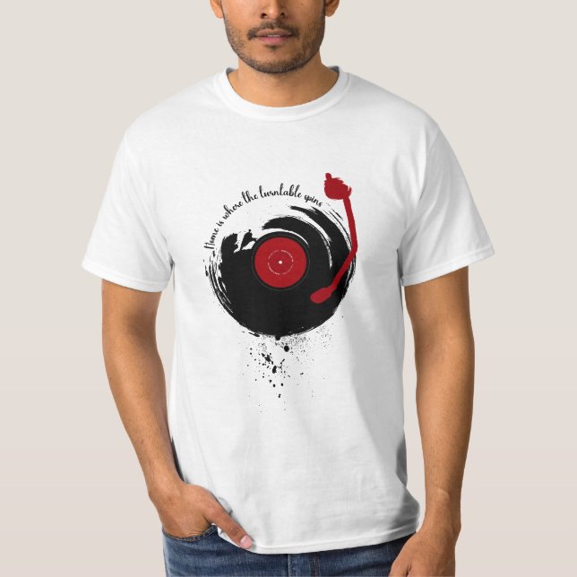 T-shirt Vinyl Records Home Est Où Le Tourne-disque Spins (Devant)