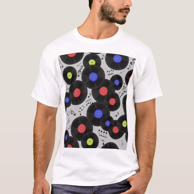 T-shirt Vinyl Records : Music Note Motif (Devant)