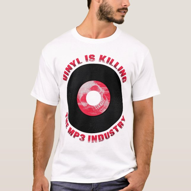 T-shirt Vinyl tue la chemise de l'industrie du MP3 (Devant)