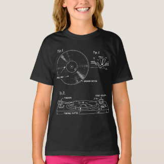 T-shirt Vinyl Turntable Blueprint: Retro Audio Diagram