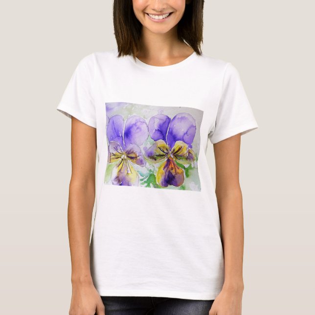 T-shirt Viola violet Pansy Aquarelle peinture T Chemise (Devant)