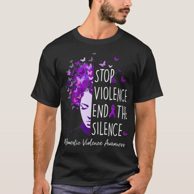 T-shirt Violence conjugale Sensibilisation Arrêtez la viol (Devant)