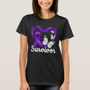 T-shirt Violence familiale Survivante coeur pourpre papill