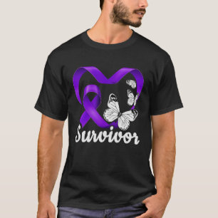 T-shirt Violence familiale Survivante coeur pourpre papill