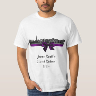 T-shirt violet à large bande Skyline NYC