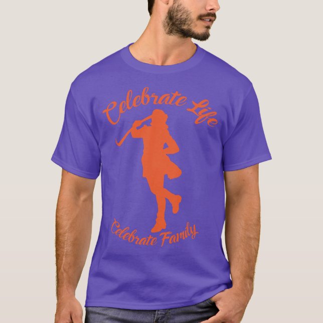 T-shirt violet avec silhouette orange (Devant)