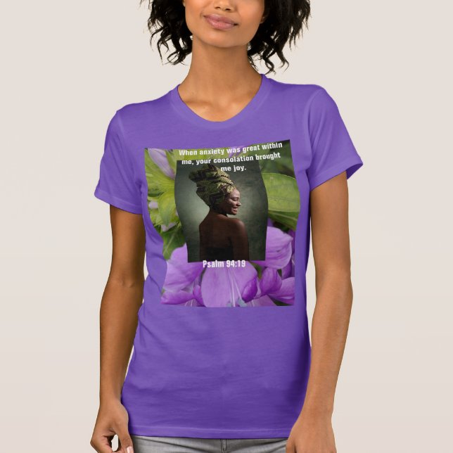 T-shirt violet, chemise, femme, prière, inspiration, (Devant)