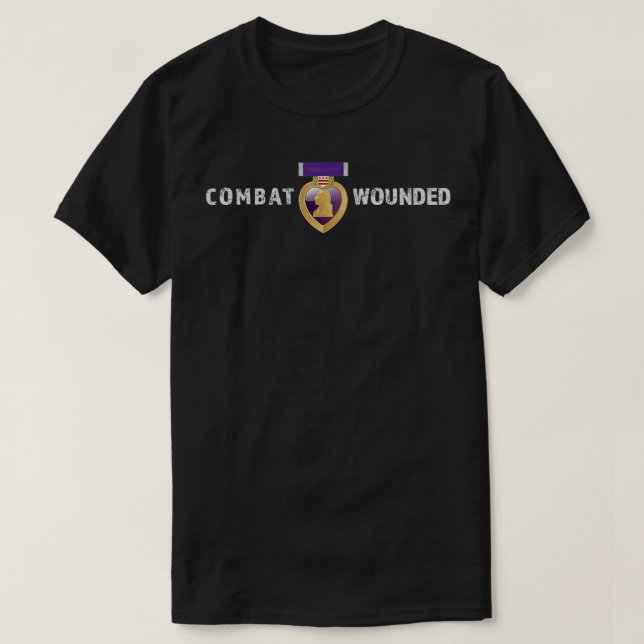 T-shirt Violet Coeur Combat Blessé Vet Militaire (Design devant)