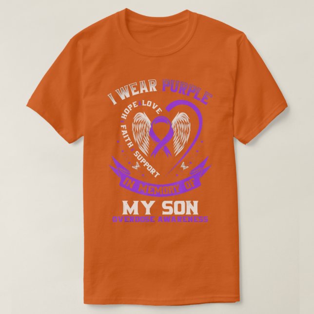 T-shirt Violet en mémoire de mon fils Conscience de la sur (Design devant)