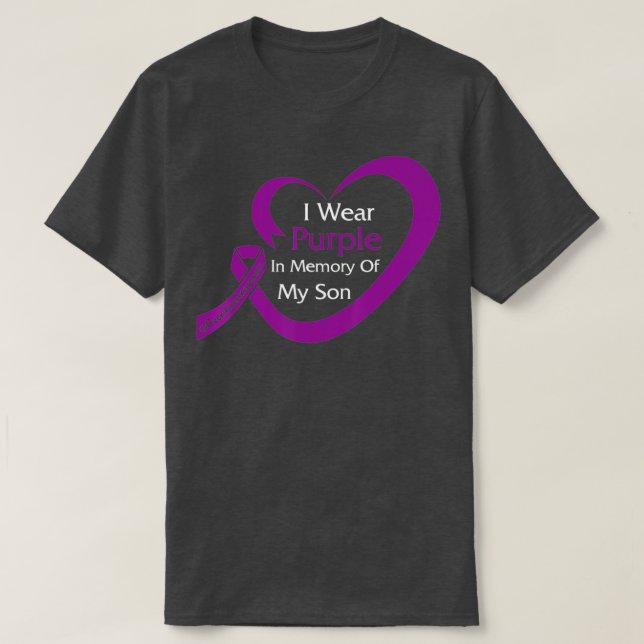 T-shirt Violet En Mémoire De Mon Fils Surdose Sensibilisat (Design devant)