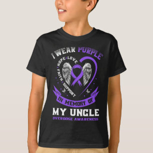 T-shirt Violet En Mémoire De Mon Oncle Drogue Surdose Adjé