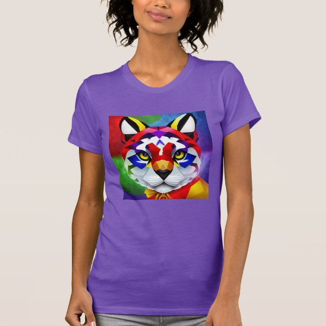 T-shirt violet femmes au chat d'Alexandre (Devant)