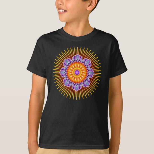 T-shirt Violet jaune mandala (Devant)