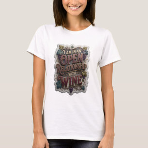 T-shirt Violet JE SUIS EN RELATION OUVERTE AVEC LE VIN