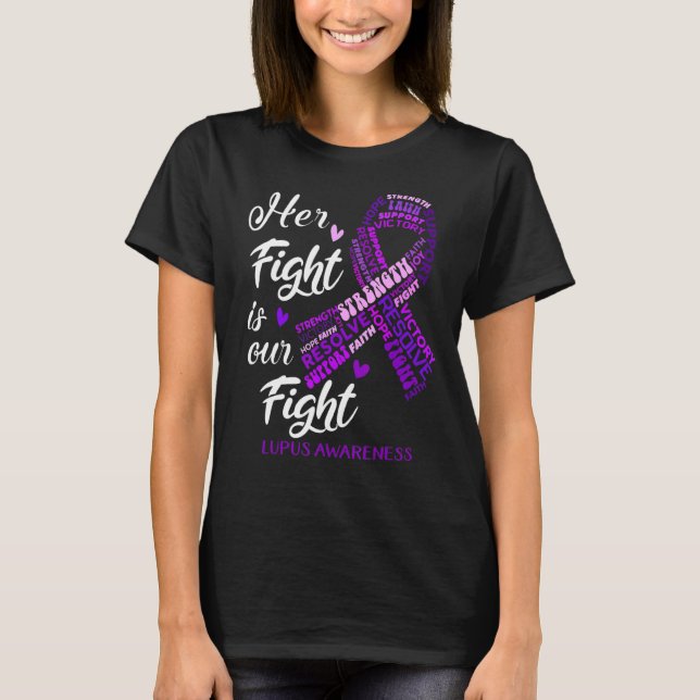T-shirt Violet Lupus Conscience Son combat est notre comba (Devant)