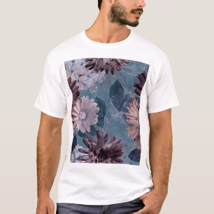T-shirt Violet monochrome : Aquarelle Florale sans couleur