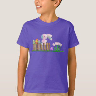 T-shirt violet pour enfants Garçons Lapin Œufs Vac