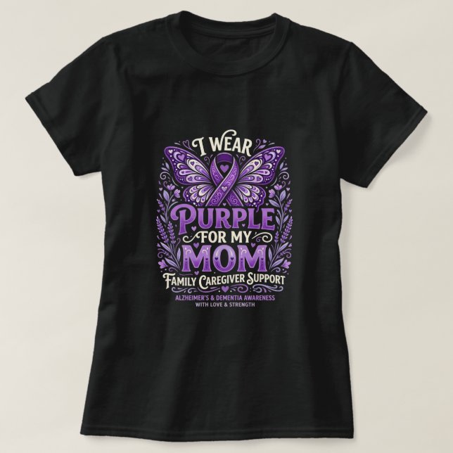 T-shirt Violet pour ma mère Mois de sensibilisation à Alzh (Design devant)
