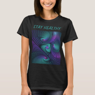T-shirt Violet Rencontre Turquoise Moderne Art Fractal Abs