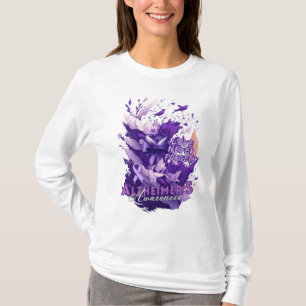 T-shirt Violet Ruban floral Splash-Alzheimer de sensibilis