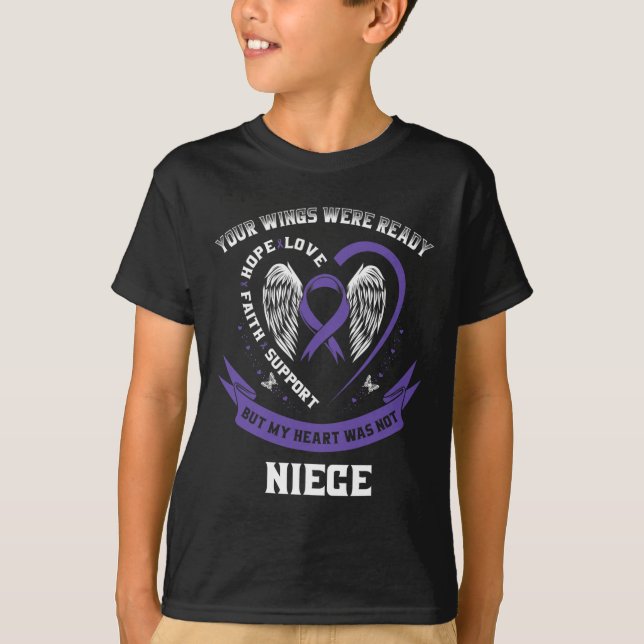 T-shirt Violet Ruban Pancréatique Cancer Sensibilisation N (Devant)